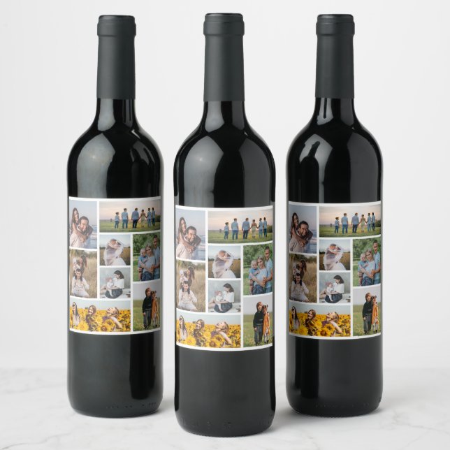Create Your Own 8 Photo Collage Wine Label (Bottles)
