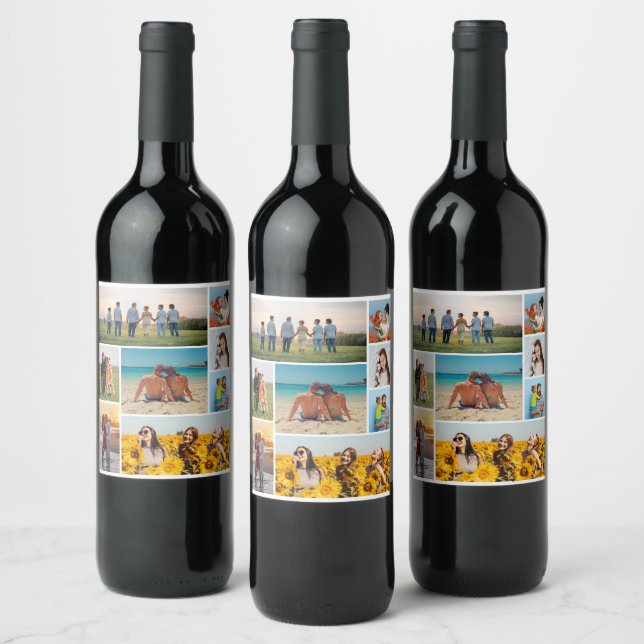 Create Your Own 8 Photo Collage Wine Label (Bottles)