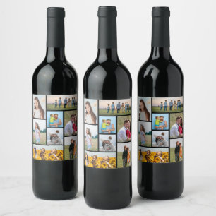 Create Your Own 8 Photo Collage Wine Label