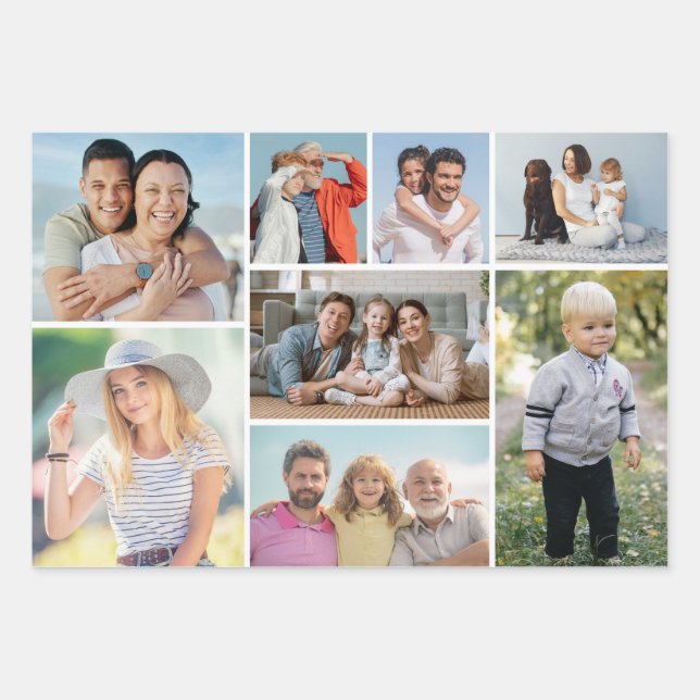 Create Your Own 8 Photo Collage  Wrapping Paper Sheet (Front)