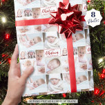 Create Your Own 8 Photo Custom Greeting and Colour Wrapping Paper<br><div class="desc">Create your own personalized, custom greeting and choice of colour repeating photo collage Christmas novelty wrapping paper featuring this easy-to-upload photo collage template with 8 pictures in various shapes and sizes, both horizontal and vertical, to accommodate a wide variety of photo subjects in a repeating pattern, the suggested greeting MERRY...</div>