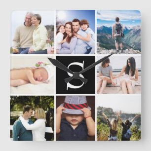 Create Your Own 8 Photos Personalized  Square Wall Clock