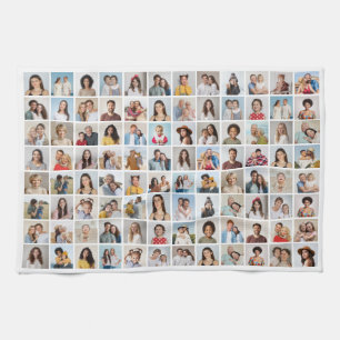 Create Your Own 96 Photo Collage Editable Colour Kitchen Towel