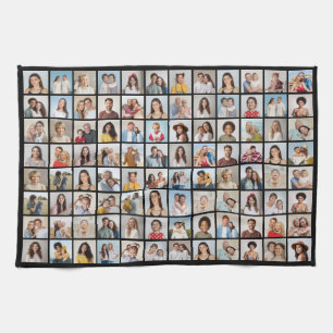 Create Your Own 96 Photo Collage Editable Colour Kitchen Towel