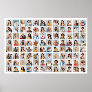 Create Your Own 96 Photo Collage Editable Colour Poster