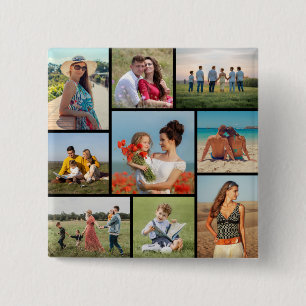 Create Your Own 9 Photo Collage 2 Inch Square Button
