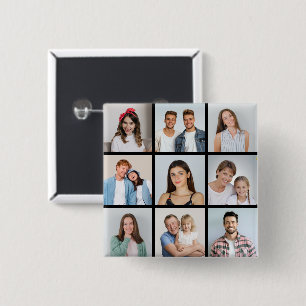 Create Your Own 9 Photo Collage 2 Inch Square Button