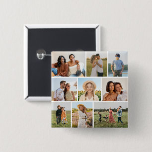 Create Your Own 9 Photo Collage 2 Inch Square Button