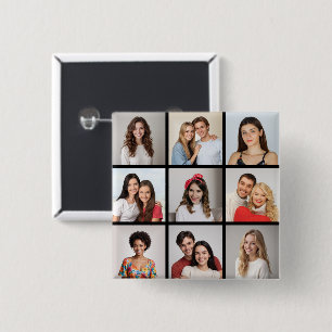 Create Your Own 9 Photo Collage 2 Inch Square Button