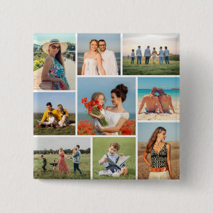 Create Your Own 9 Photo Collage 2 Inch Square Button