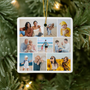 Create Your Own 9 Photo Collage Ceramic Ornament