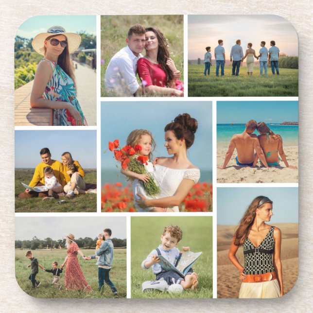 Create Your Own 9 Photo Collage Coaster (Front)