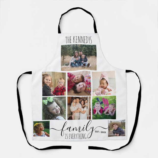 Create Your Own 9 Photo Collage Family Quote Name Apron (Front)