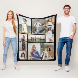 Create Your Own 9 Photo Collage Fleece Blanket