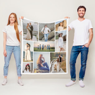 Create Your Own 9 Photo Collage Fleece Blanket