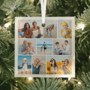 Create Your Own 9 Photo Collage Glass Ornament