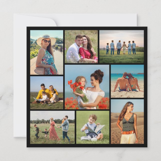 Create Your Own 9 Photo Collage Greeting Card (Front)
