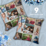 Create Your Own 9 Photo Collage Keepsake Throw Pillow<br><div class="desc">Simple and modern photo collage pillow to personalize with 9 pictures.
A great keepsake pillow to gift family for holidays and special occasions.</div>