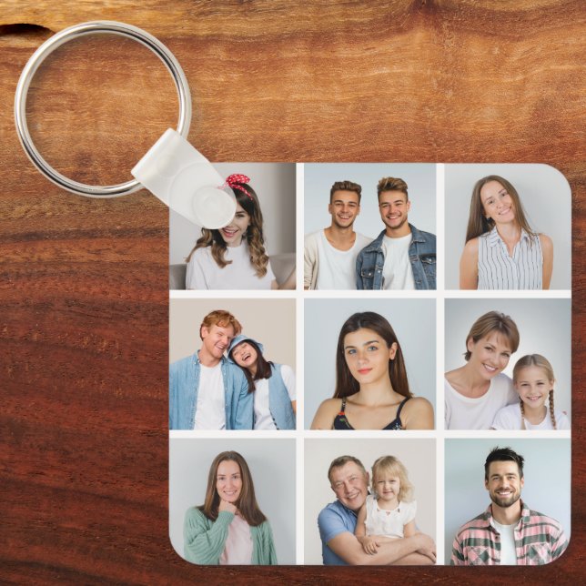 Create Your Own 9 Photo Collage Keychain (Front)
