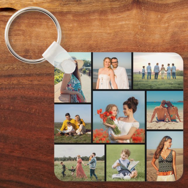 Create Your Own 9 Photo Collage Keychain (Front)