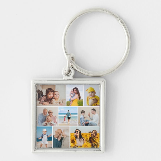 Create Your Own 9 Photo Collage Keychain (Front)