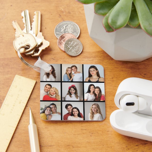 Create Your Own 9 Photo Collage Keychain (Desk)