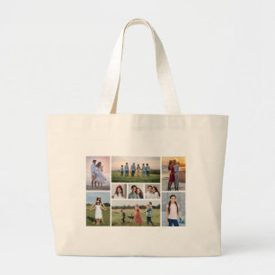 Create Your Own 9 Photo Collage Large Tote Bag