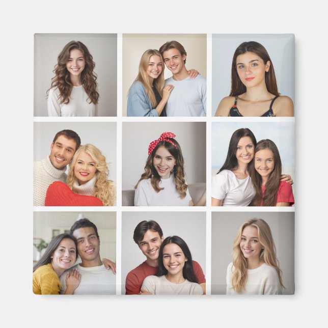 Create Your Own 9 Photo Collage Magnet (Front)