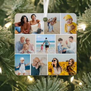 Create Your Own 9 Photo Collage Metal Ornament