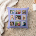 Create Your Own 9 Photo Collage Periwinkle  Throw Pillow<br><div class="desc">Create a personalized and heartwarming gift with the "Create Your Own 9 Photo Collage Periwinkle Throw Pillow." Perfect for commemorating special moments with loved ones, this cushion allows you to showcase up to nine of your favourite photos in a soft and cozy design. The elegant Periwinkle background adds a touch...</div>