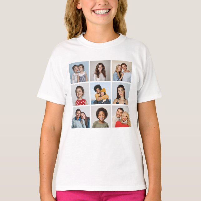 Create Your Own 9 Photo Collage T-Shirt (Front)