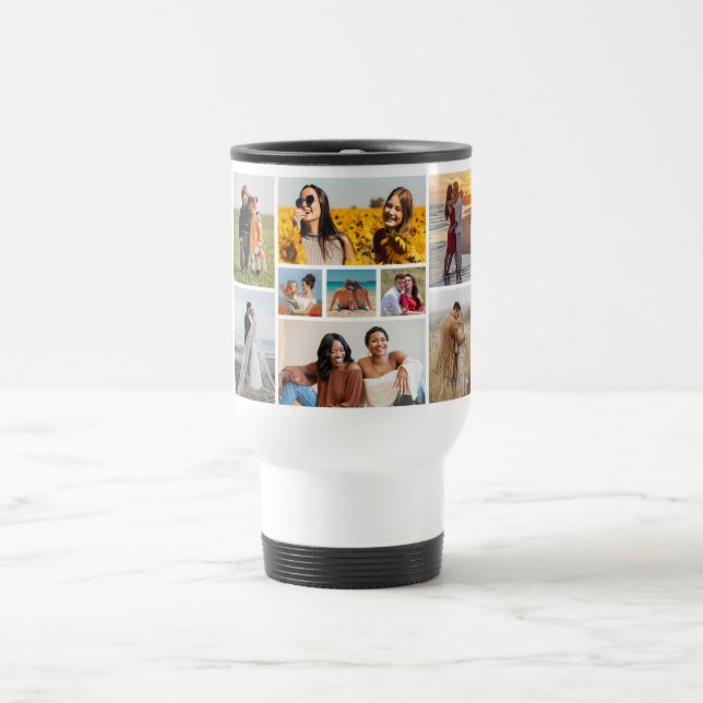 Create Your Own 9 Photo Collage Travel Mug (Center)