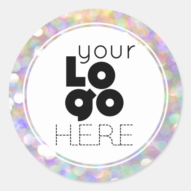 Create Your Own Abstract Opal Faux Glitter Logo Classic Round Sticker (Front)