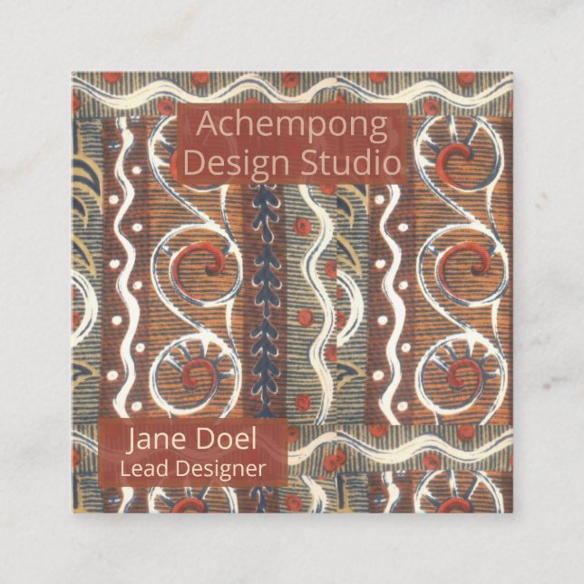 Create Your Own Achempong: Ornate | African Stripe Square Business Card (Front)