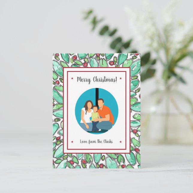 Create Your Own Add Photo Customized Christmas  Postcard (Standing Front)