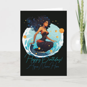 Create Your Own African American Queen Aquarius Holiday Card