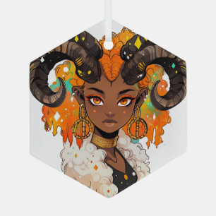 Create Your Own African American Woman Aries Glass Ornament