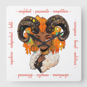 Create Your Own African American Woman Aries Square Wall Clock