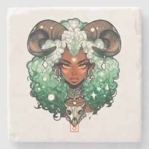 Create Your Own African American Woman Taurus Stone Coaster
