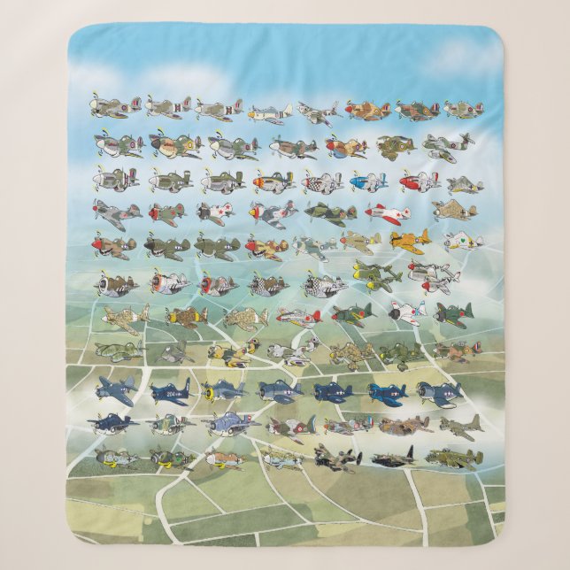 create your own airplane caricature sherpa blanket (Front)
