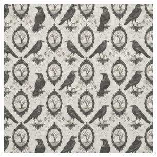 Create Your Own Antique Gothic Raven Trees Damask Fabric