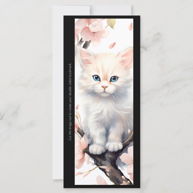 Create Your Own Apple Blossom Kitten Bookmark Card (Front)