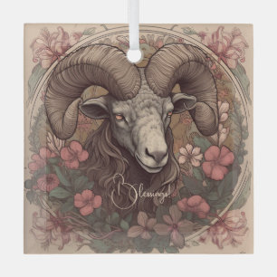 Create Your Own Art Nouveau Aries Zodiac Glass Ornament