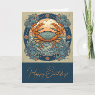 Create Your Own Art Nouveau Cancer Zodiac Holiday Card