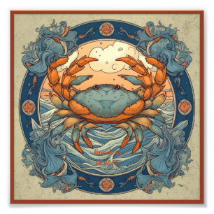 Create Your Own Art Nouveau Cancer Zodiac Photo Print