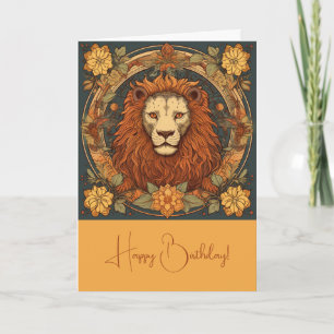 Create Your Own Art Nouveau Leo Zodiac Holiday Card