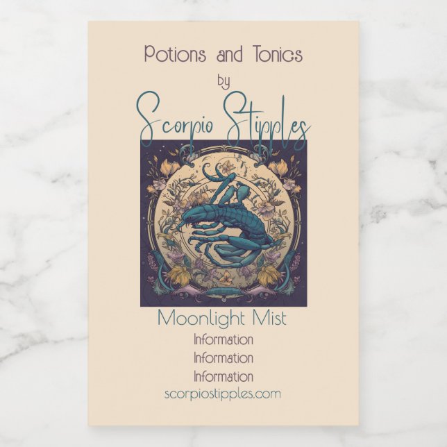 Create Your Own Art Nouveau Scorpio Zodiac Wine Label (Single Label)
