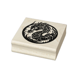 Create Your Own Asian Dragon Emblem Rubber Stamp