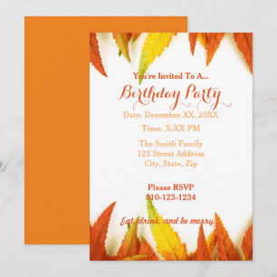 Create Your Own Autumn Birthday Party Invitation