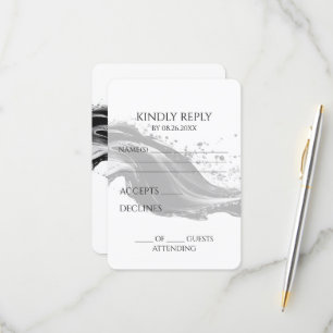 Create Your Own B&W Flowing Ink RSVP Card